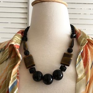 Fab Tiger Eye & Jet Beaded Necklace!